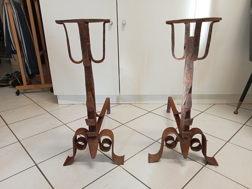 Coppia antichi alari in - di,